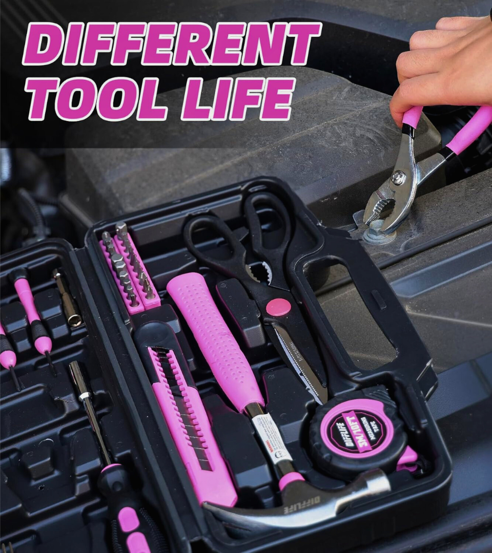 ToolQueens™ – 39-Piece Premium Pink Tool Kit