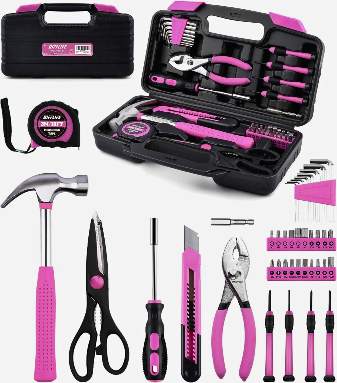 ToolQueens™ – 39-Piece Premium Pink Tool Kit