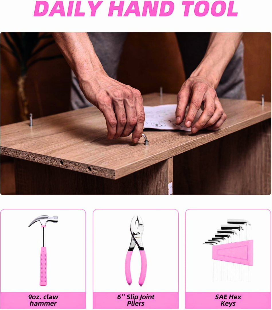 ToolQueens™ – 39-Piece Premium Pink Tool Kit