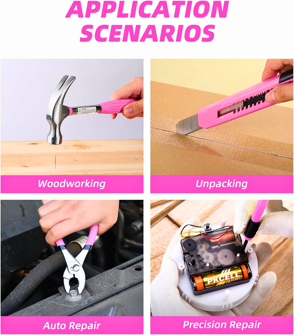ToolQueens™ – 39-Piece Premium Pink Tool Kit